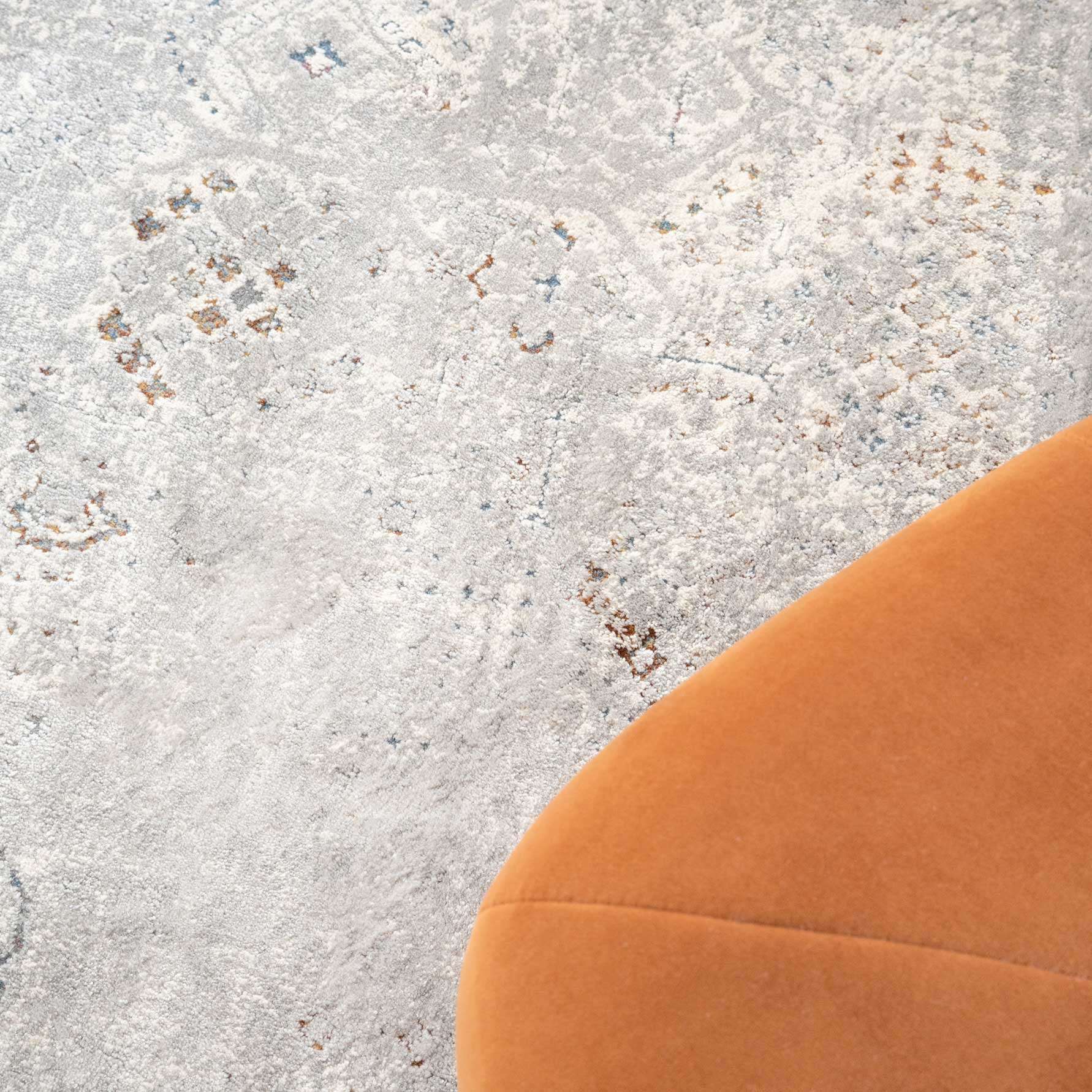 Vintage Grey Washed Effect Living Room Rug - Frank