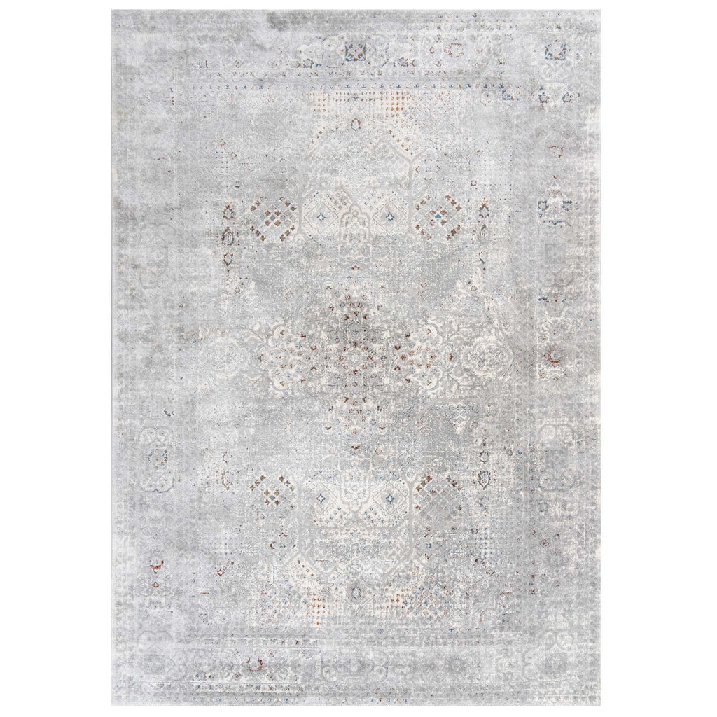 Vintage Grey Washed Effect Living Room Rug - Frank