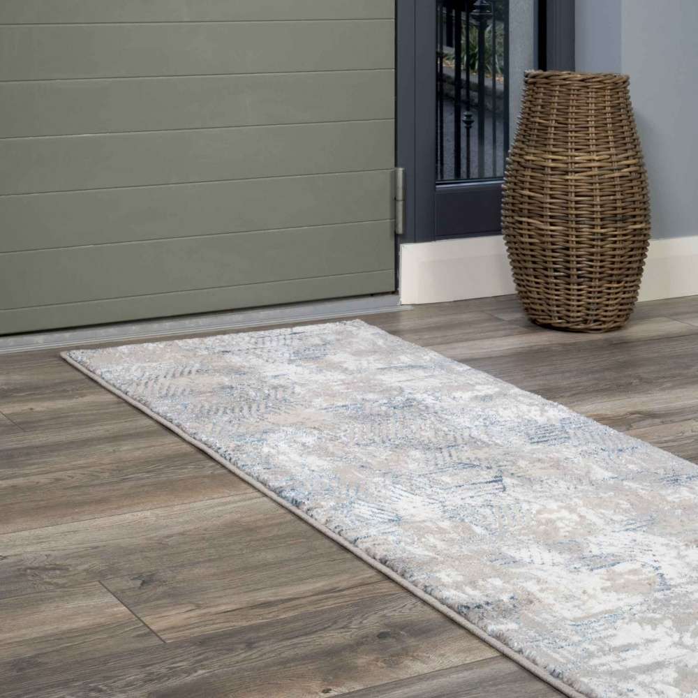 Modern Blue Abstract Geometric Living Room Rugs - Busby