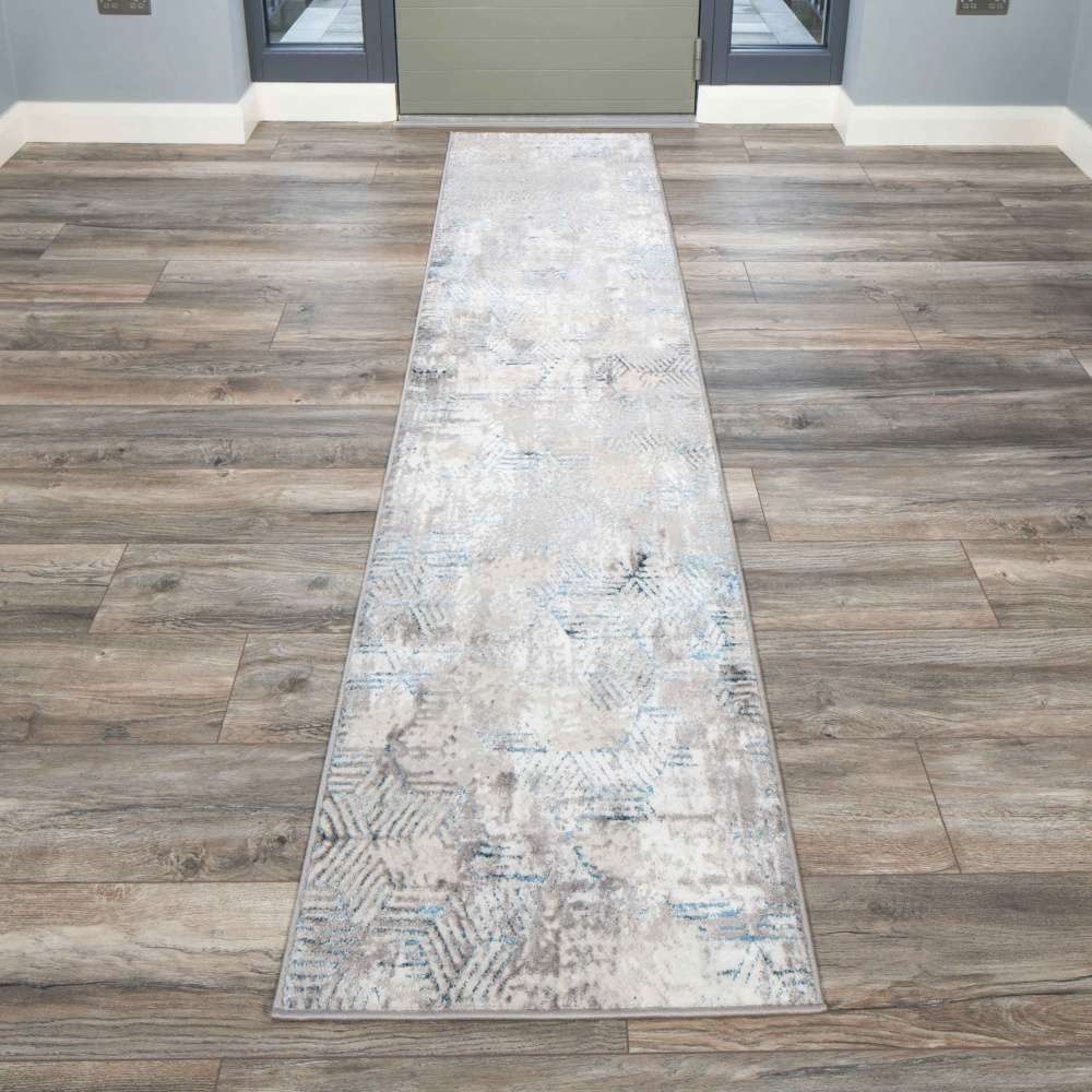 Modern Blue Abstract Geometric Living Room Rugs - Busby