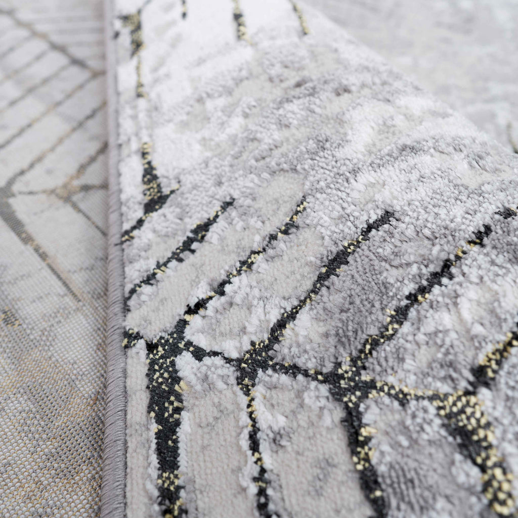 Modern Gold Abstract Geometric Living Room Rugs