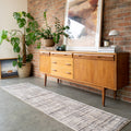 Distressed Linear Beige Silver Runner - Diora
