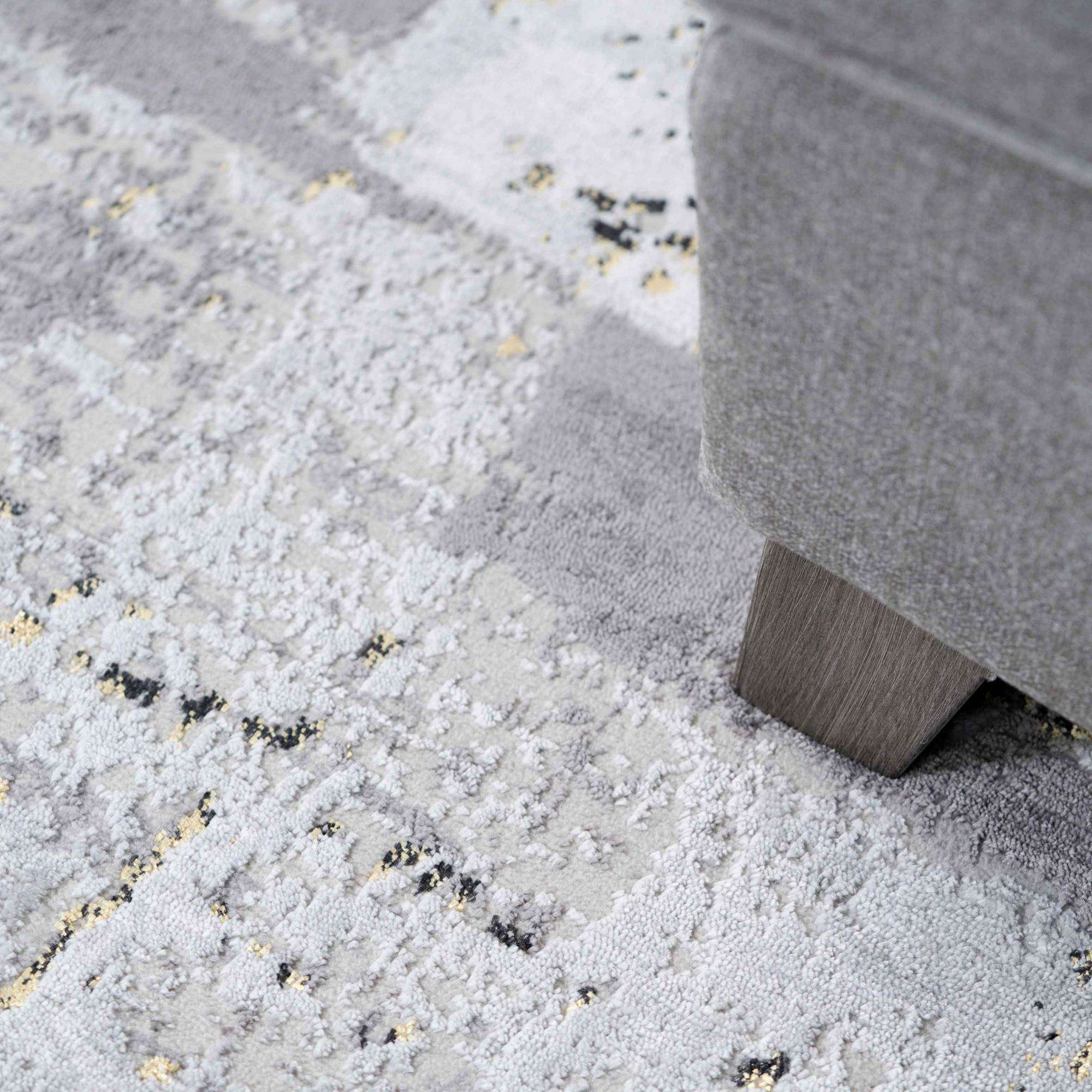 Modern Gold Abstract Distressed Living Room Rugs - Grace