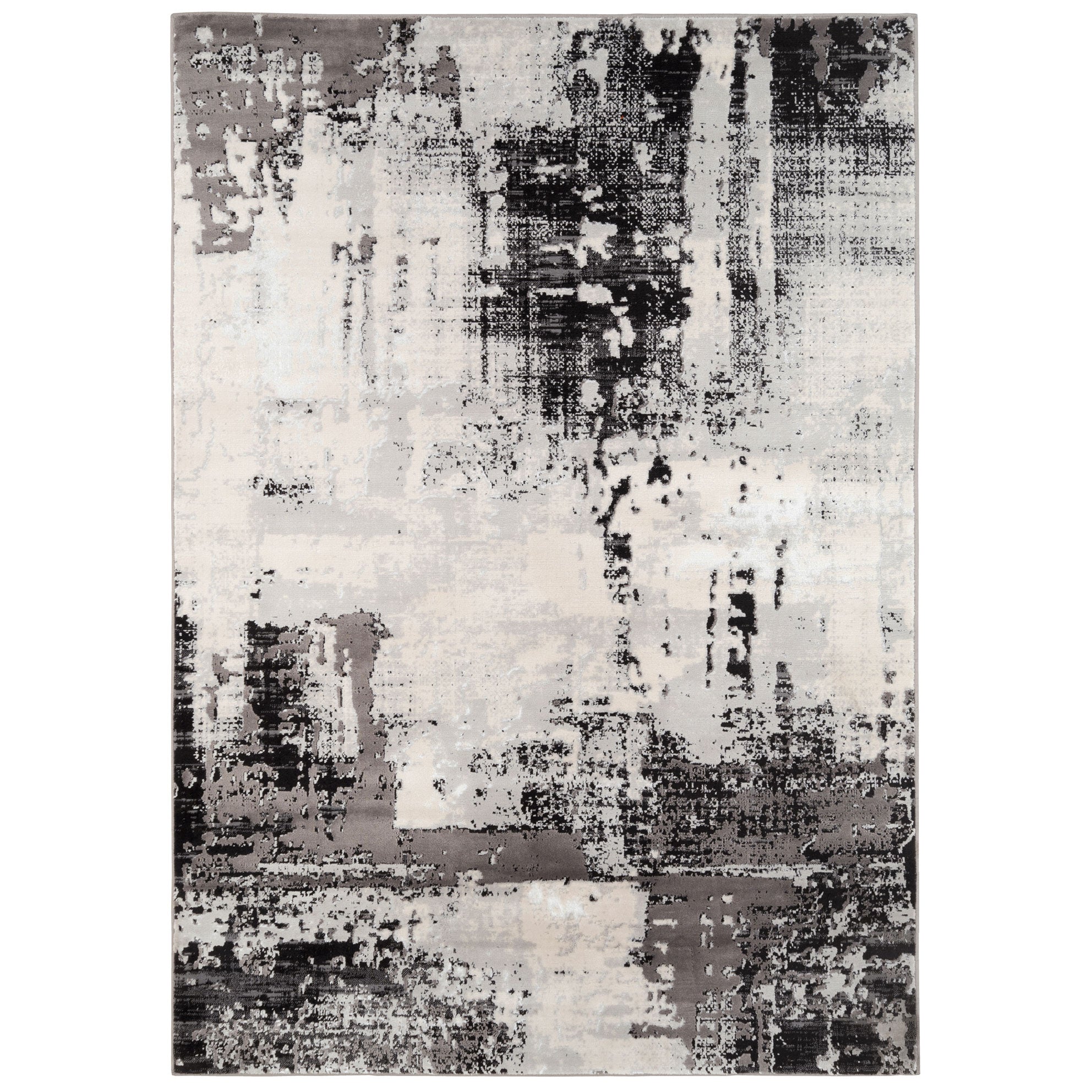 Distressed Abstract Grey Black Area Rug - Grace