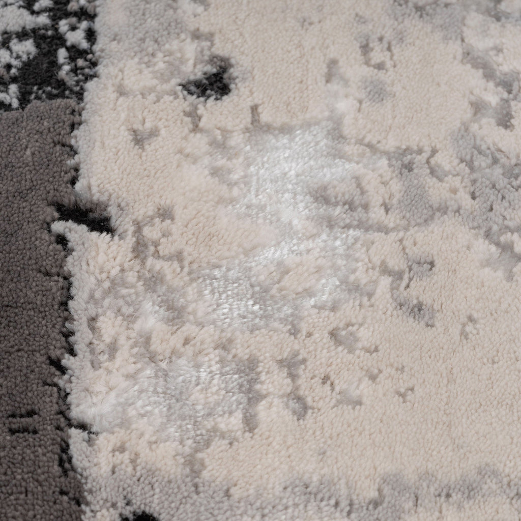 Distressed Abstract Grey Black Area Rug - Grace