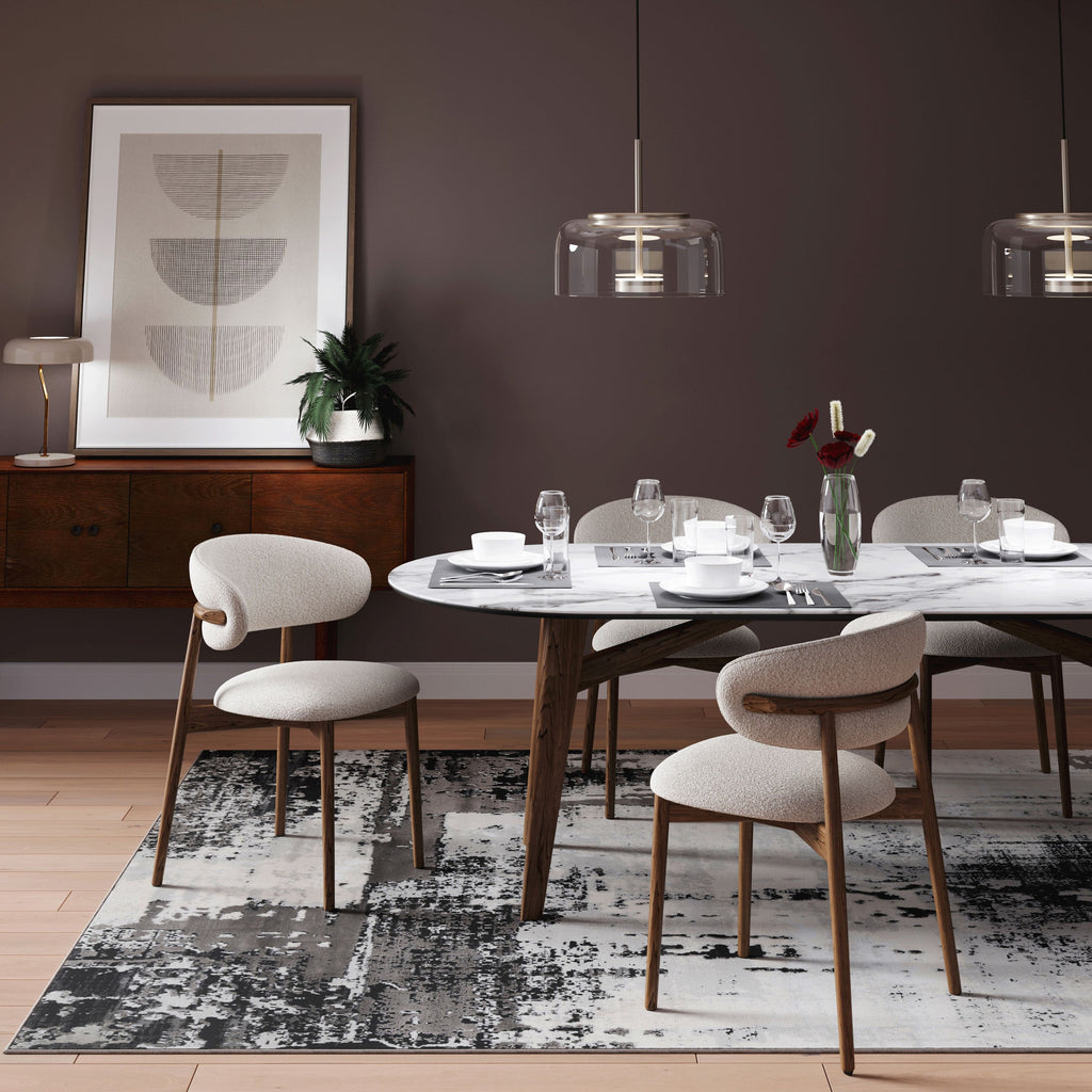 Distressed Abstract Grey Black Area Rug - Grace