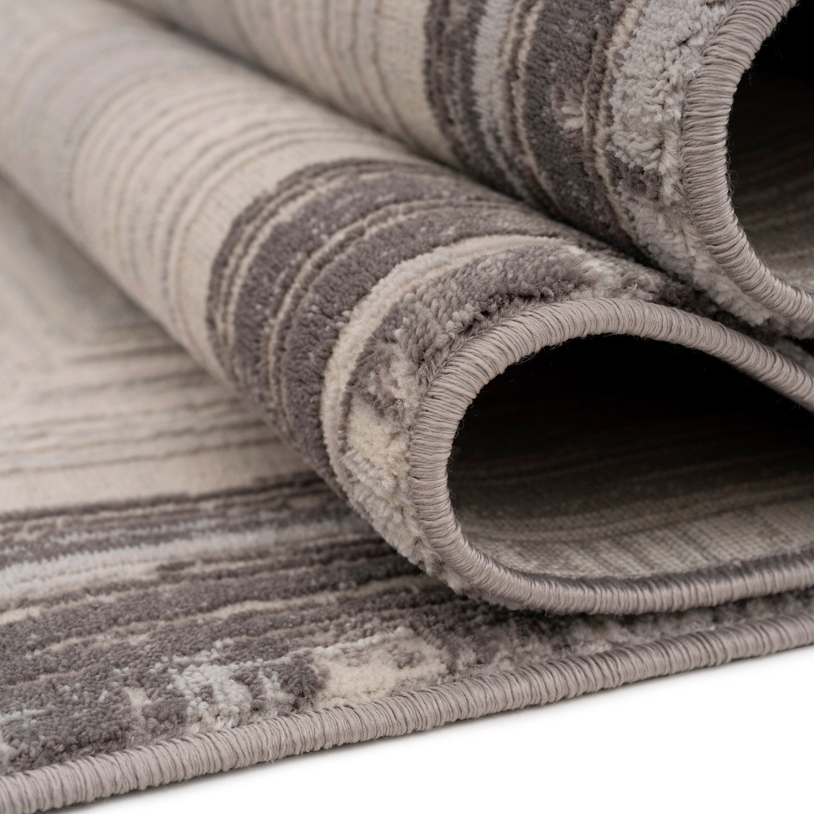Distressed Greige Bordered Rug - Lena