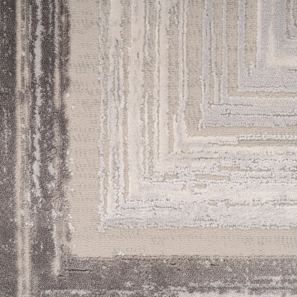Distressed Greige Bordered Rug - Lena