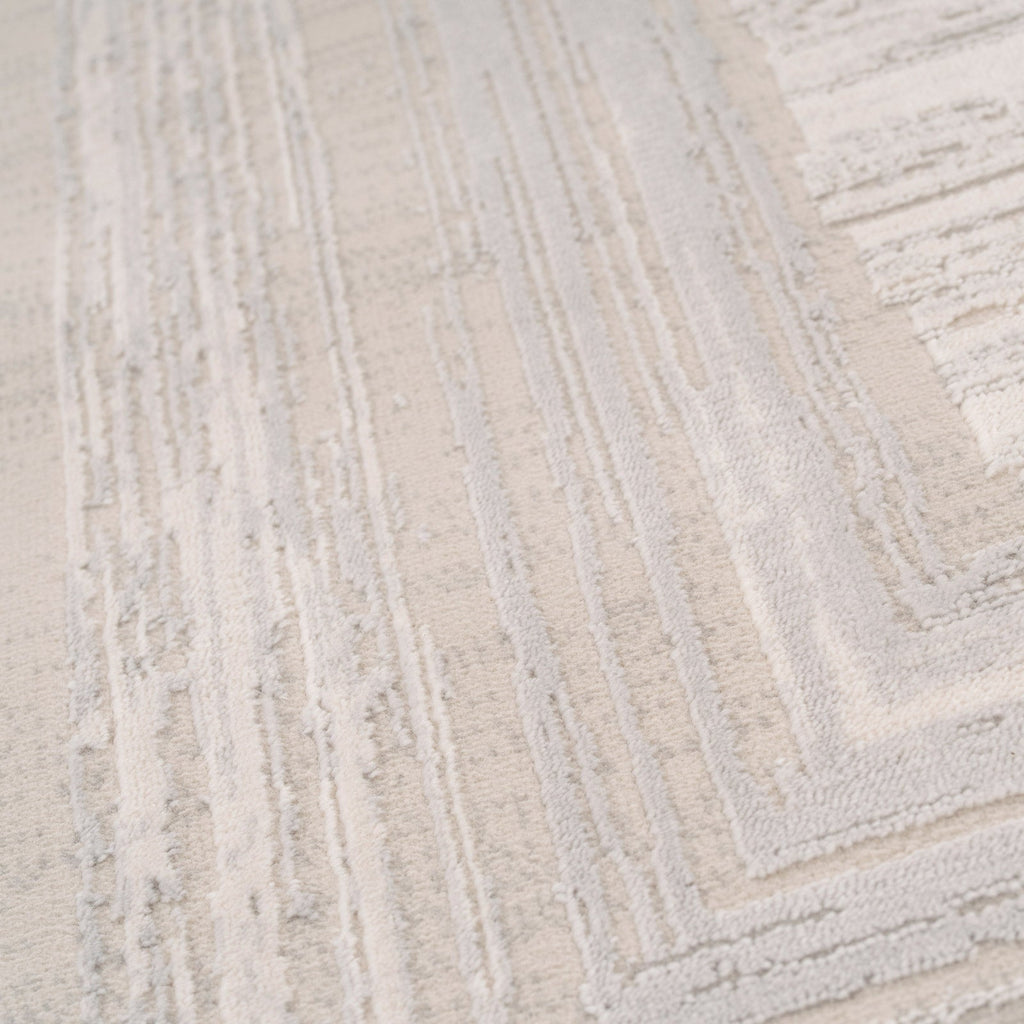 Distressed Greige Bordered Rug - Lena
