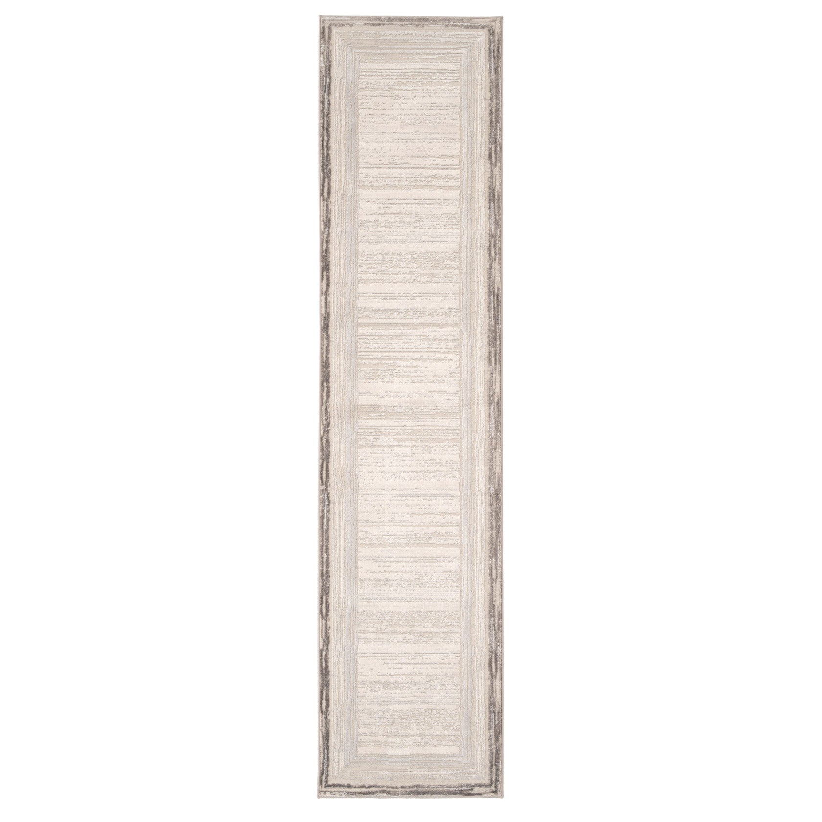 Distressed Greige Bordered Runner - Lena