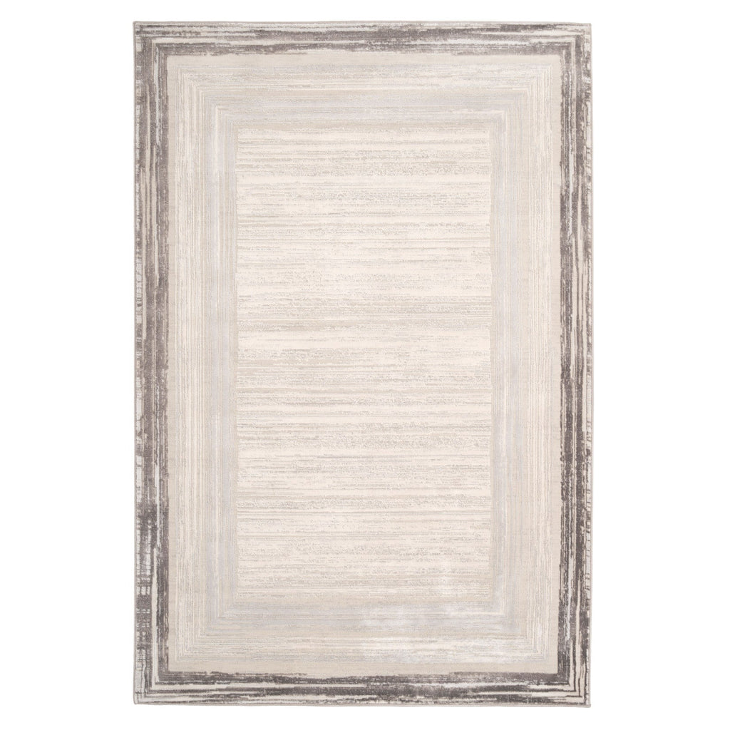 Distressed Greige Bordered Rug - Lena