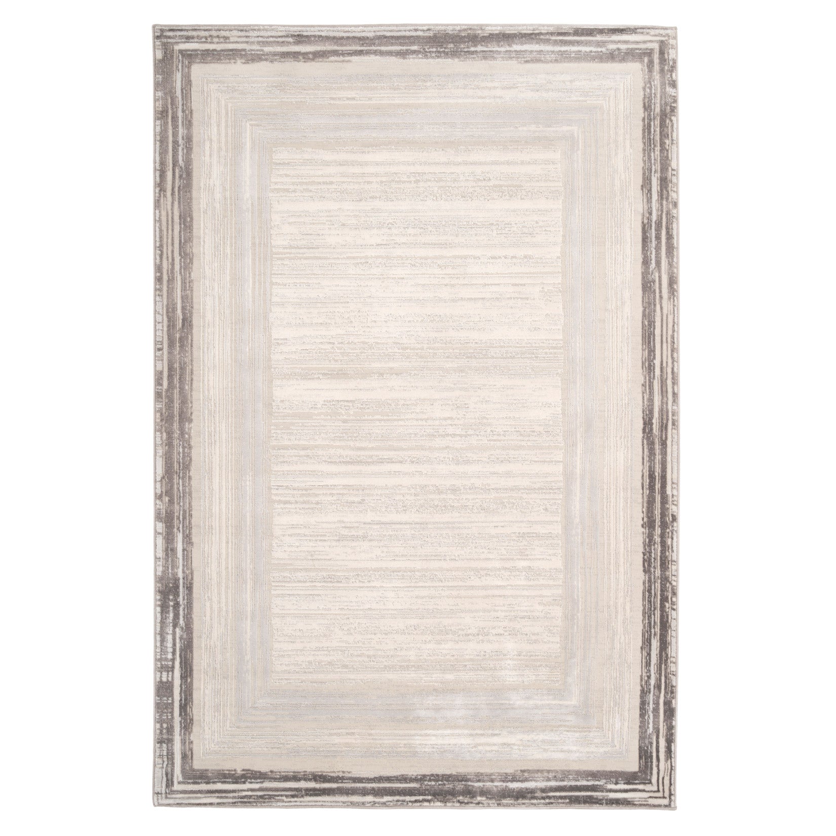 Distressed Greige Bordered Rug - Lena