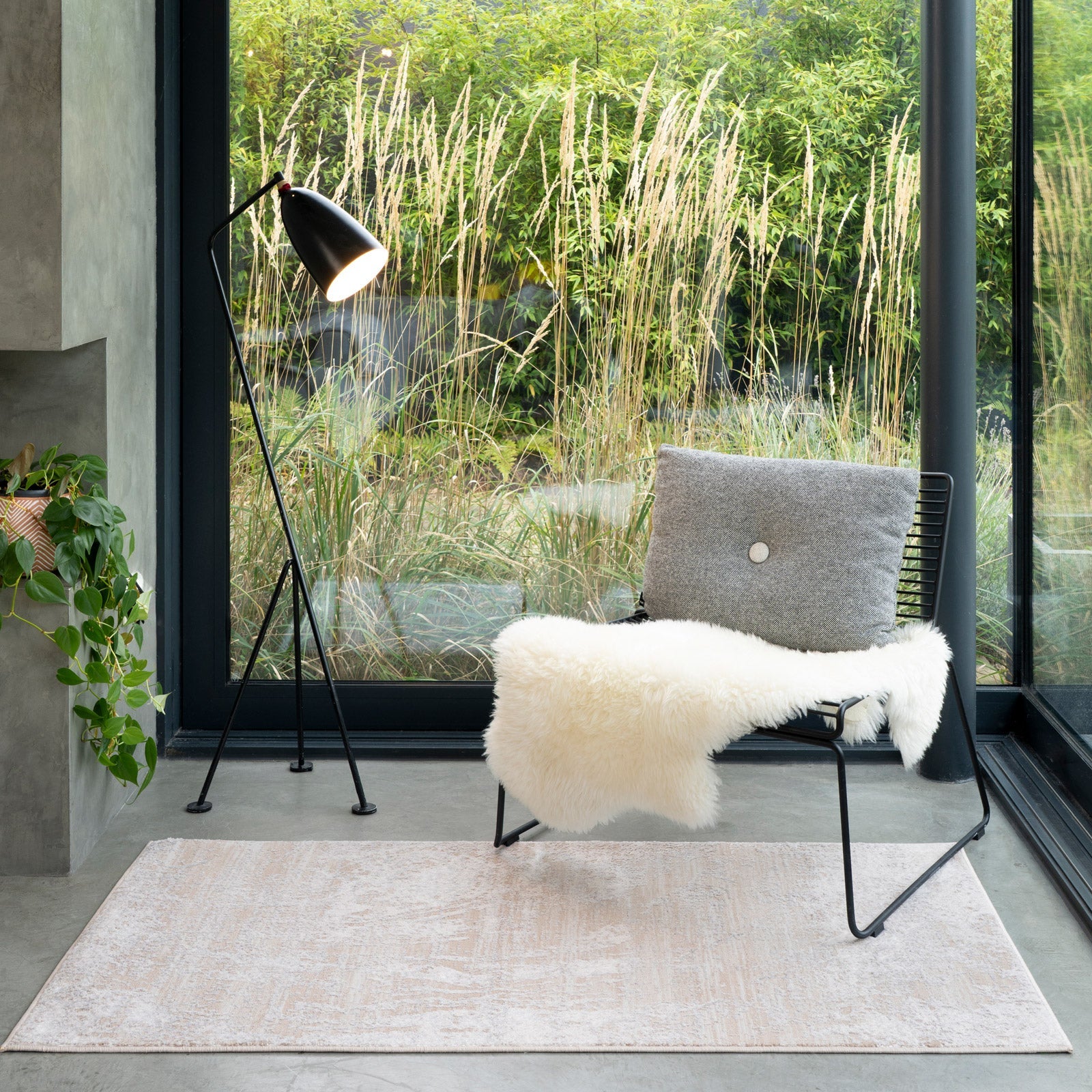 Distressed Abstract Beige Rug - Libby