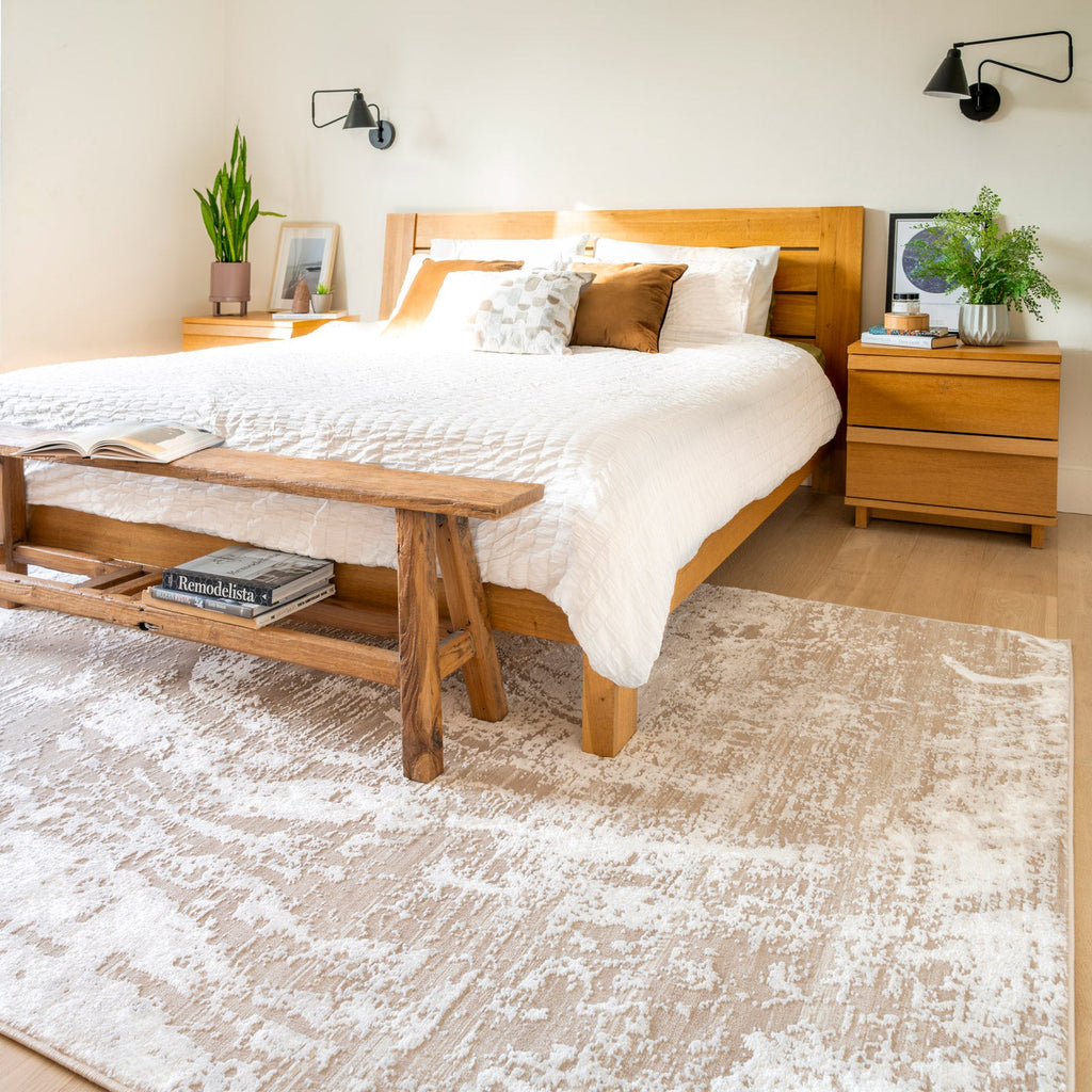 Distressed Abstract Beige Rug - Libby