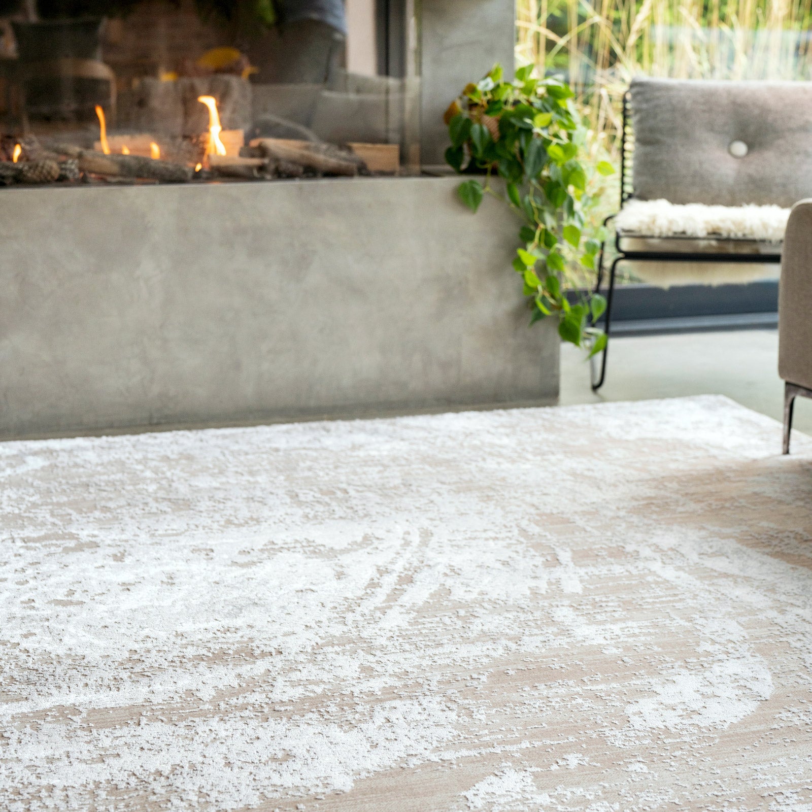 Distressed Abstract Beige Rug - Libby