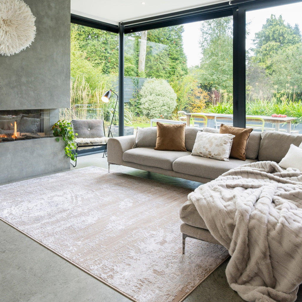 Distressed Abstract Beige Rug - Libby