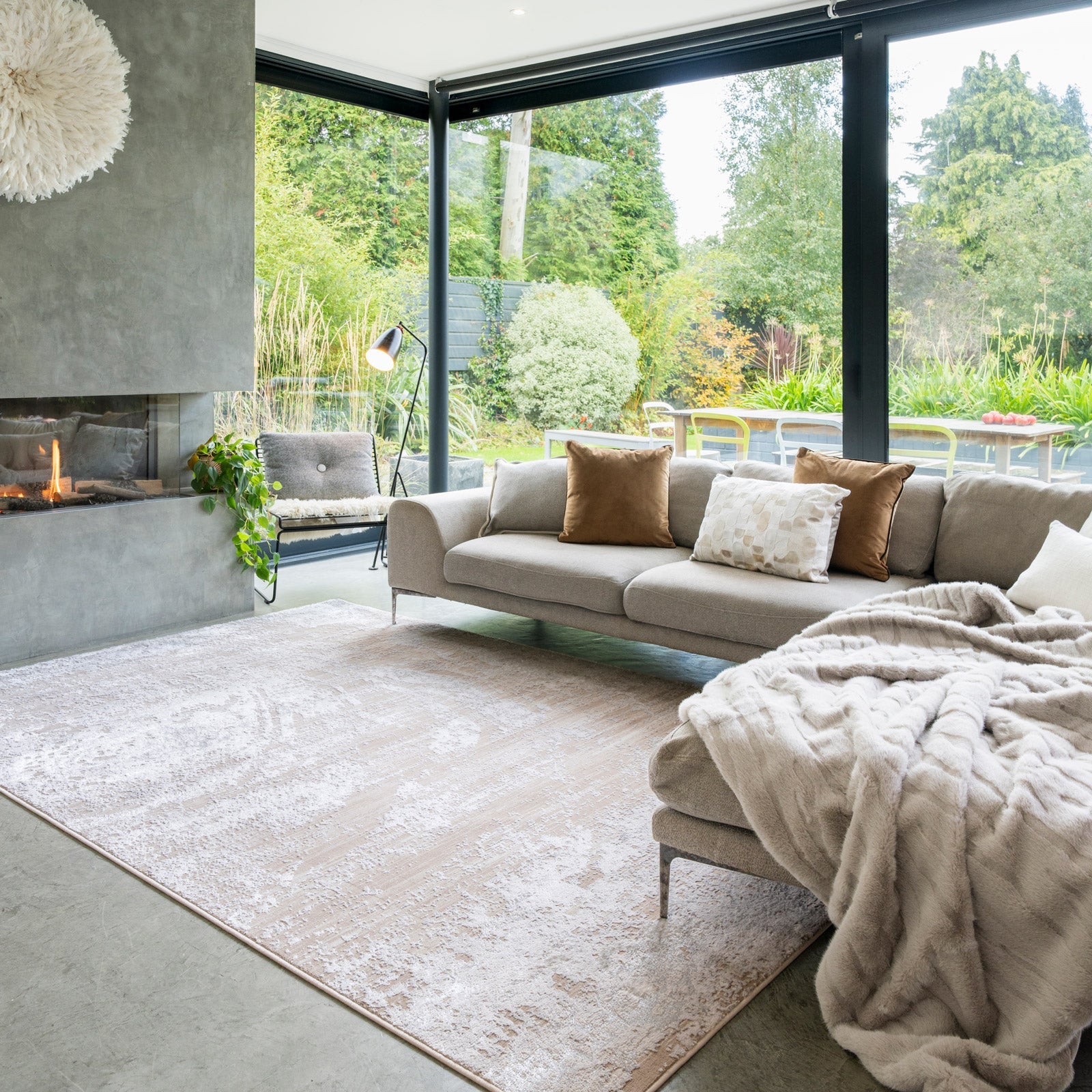 Distressed Abstract Beige Rug - Libby