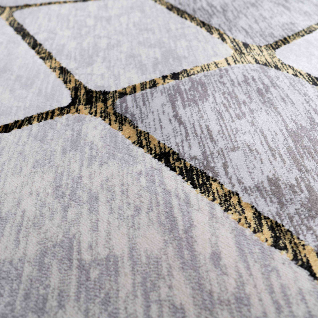 Modern Gold Abstract Mosaic Living Room Rugs - Road
