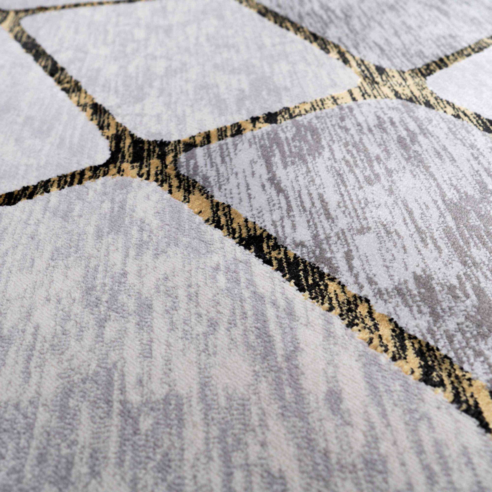 Modern Gold Abstract Mosaic Living Room Rugs - Road