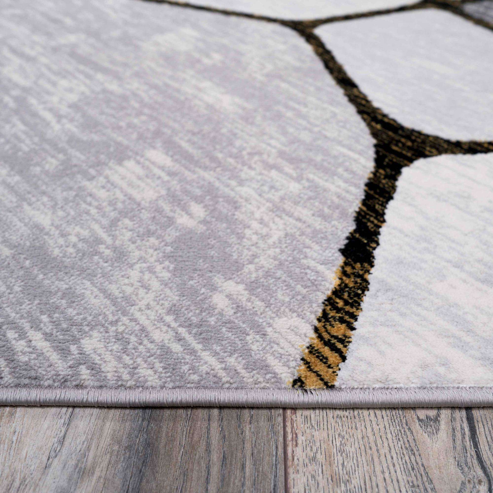 Modern Gold Abstract Mosaic Living Room Rugs - Road