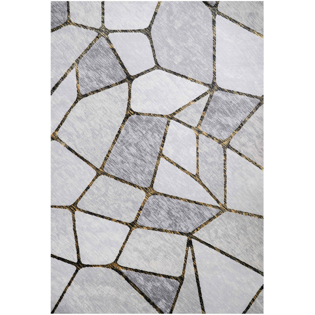 Modern Gold Abstract Mosaic Living Room Rugs - Road