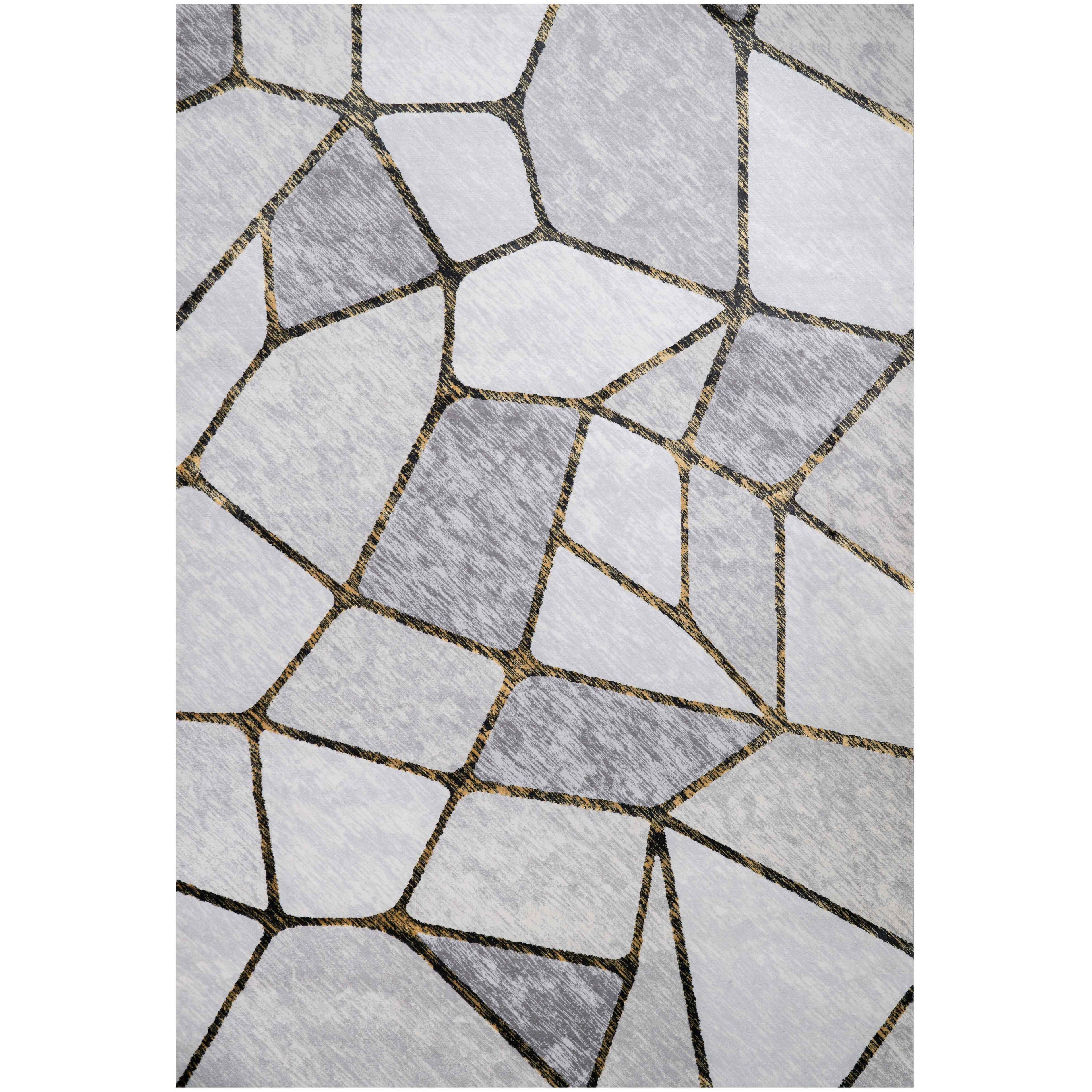 Modern Gold Abstract Mosaic Living Room Rugs - Road