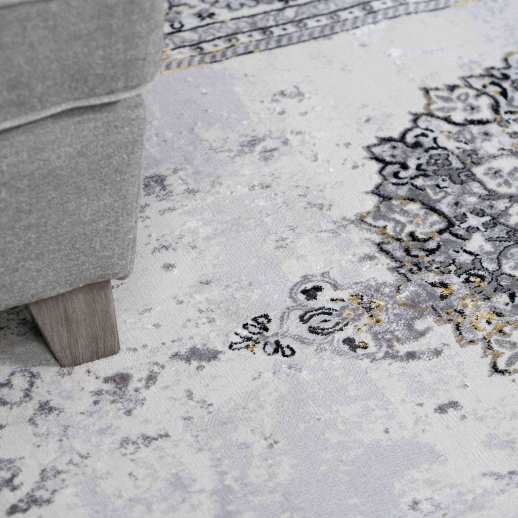 Gold Traditional Distressed Hall Runner Rugs