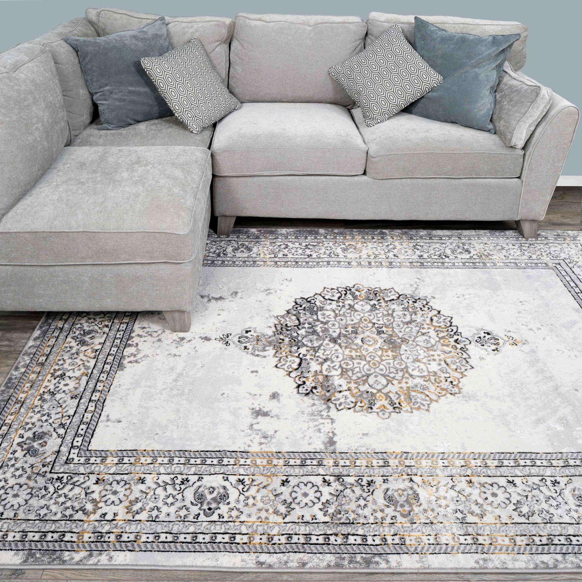 Gold Traditional Distressed Hall Runner Rugs