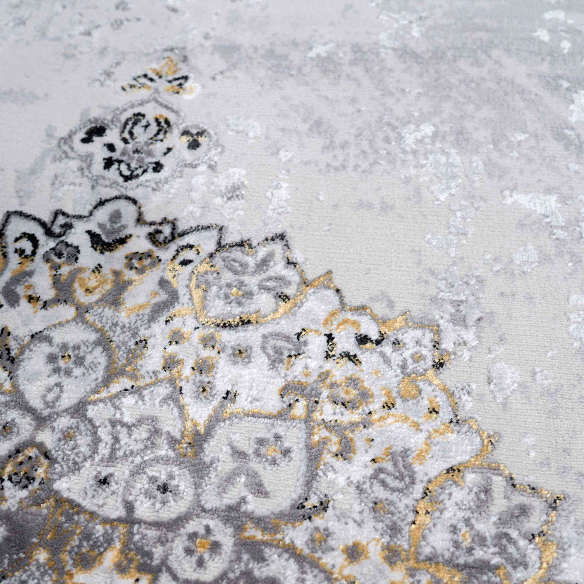 Gold Traditional Distressed Large Dining Table Rugs - Victoria