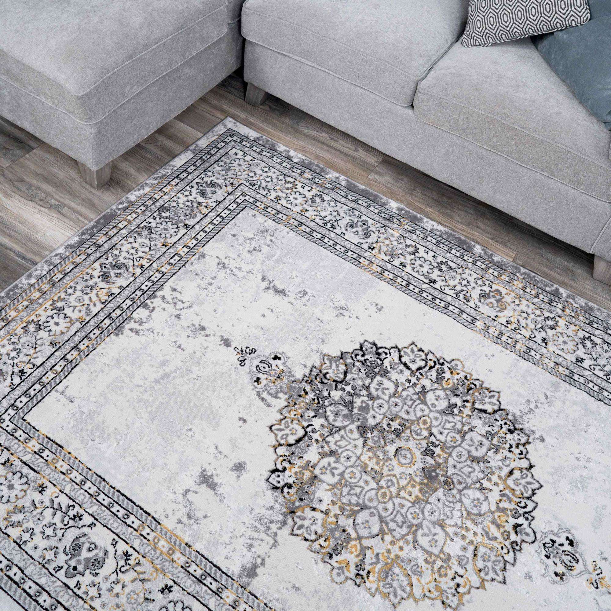 Gold Traditional Distressed Large Dining Table Rugs - Victoria