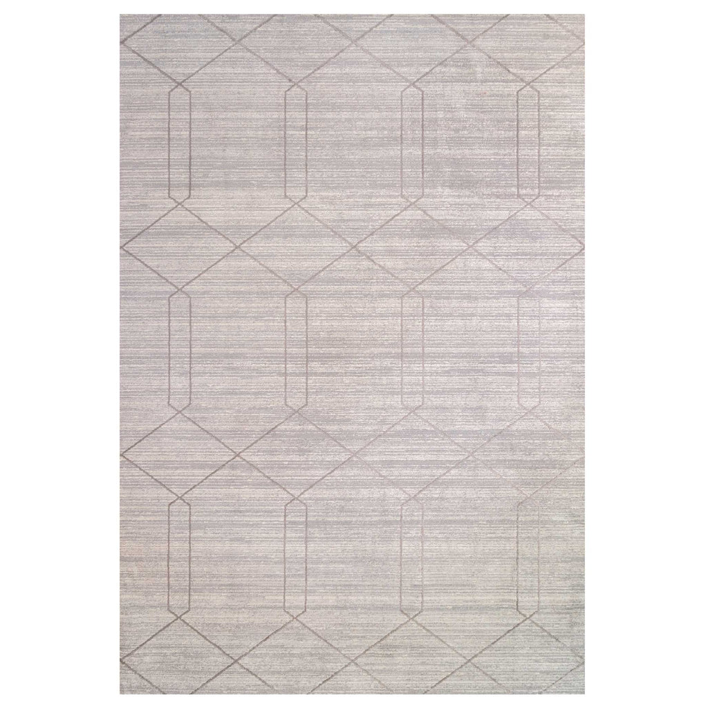 Luxury Textured Grey Geometric Rug