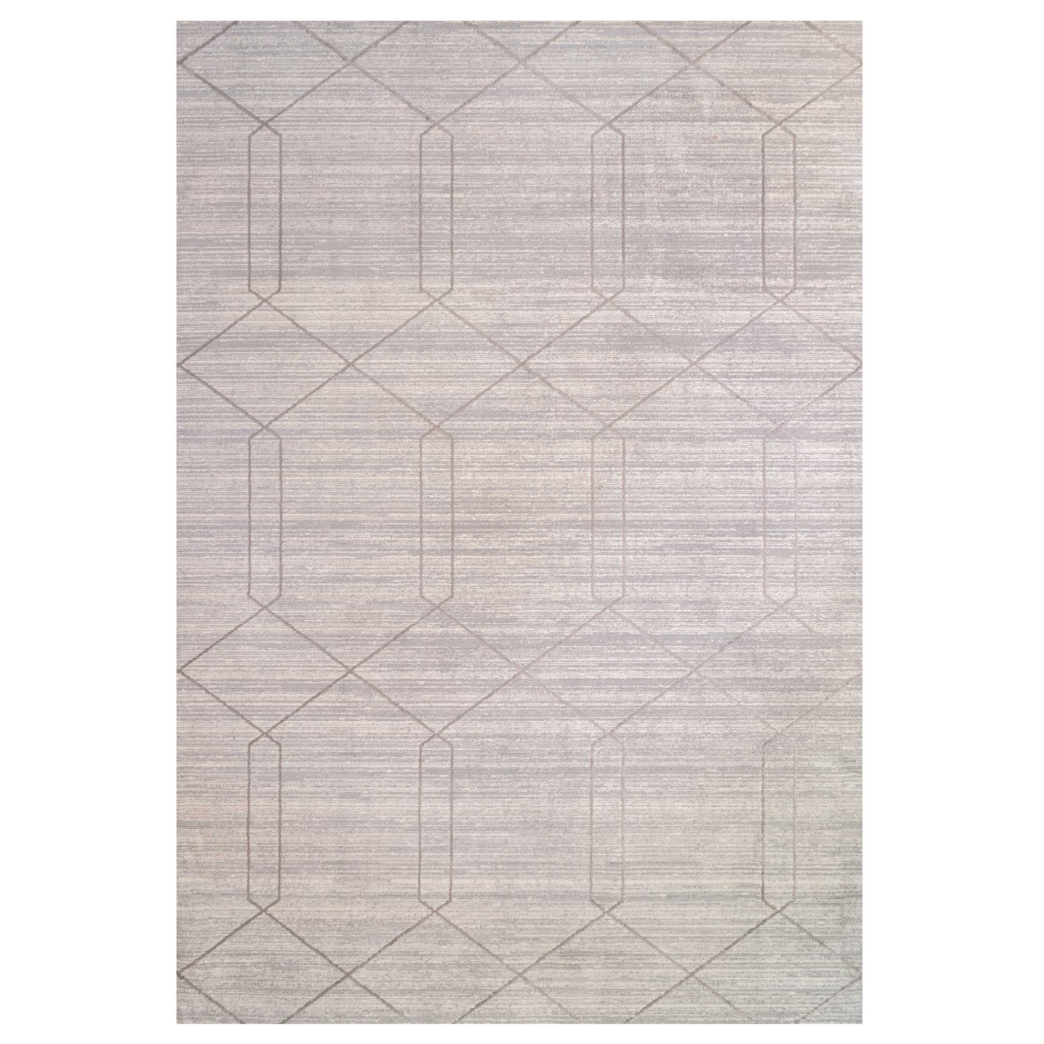 Luxury Textured Grey Geometric Rug