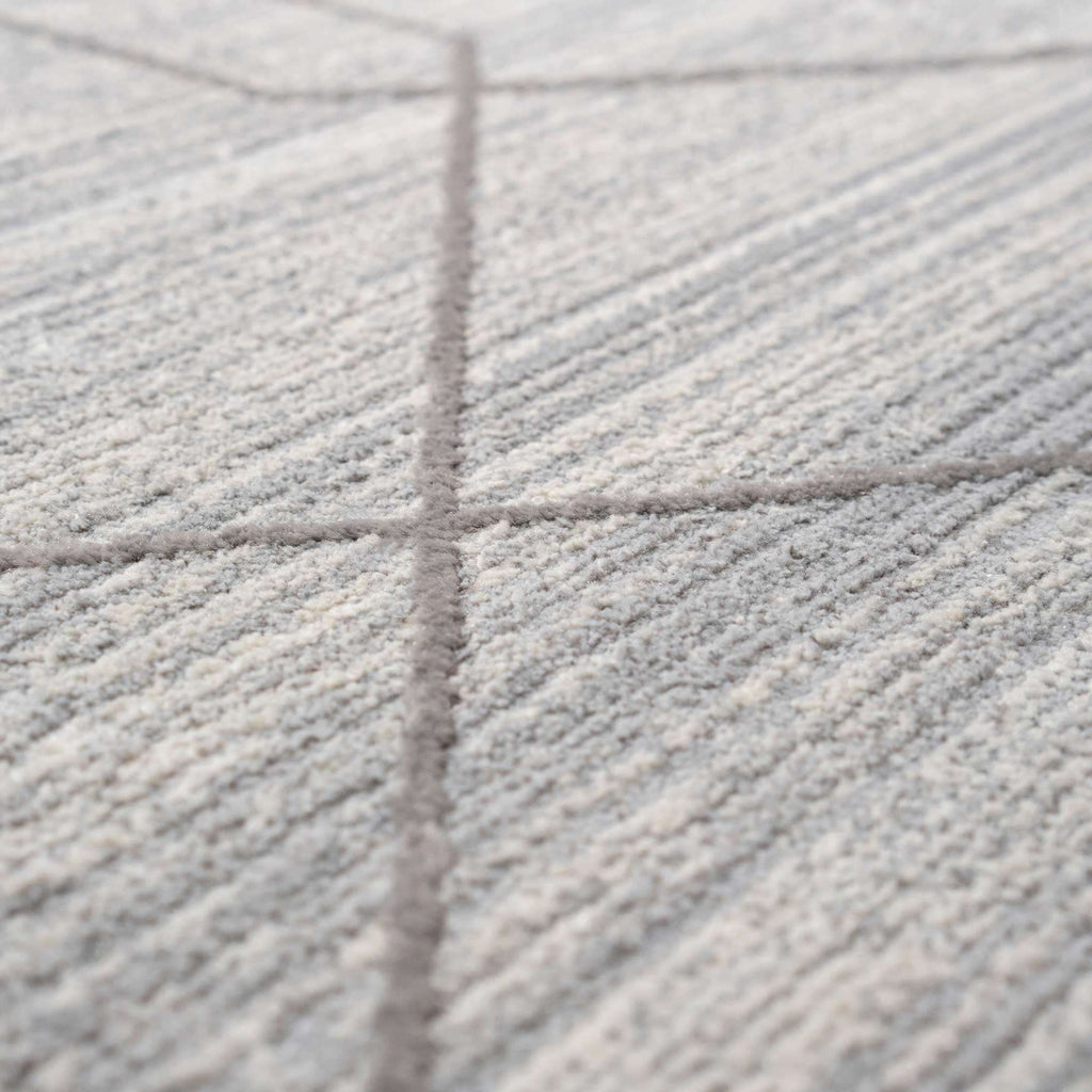 Luxury Textured Grey Geometric Rug