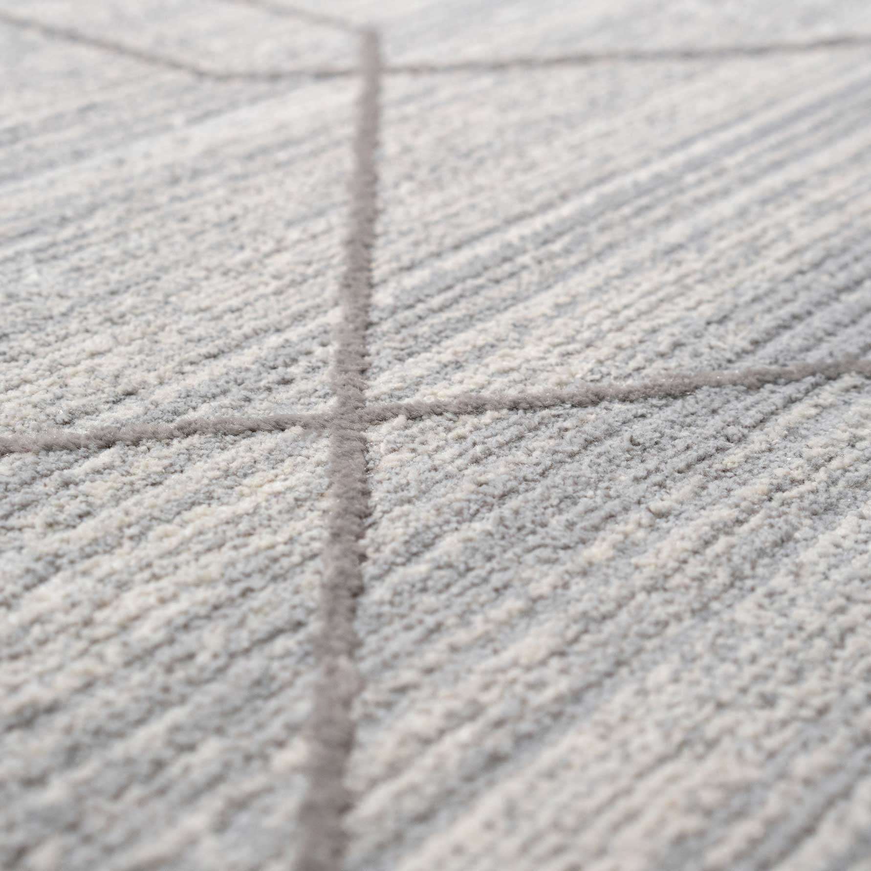 Luxury Textured Grey Geometric Rug