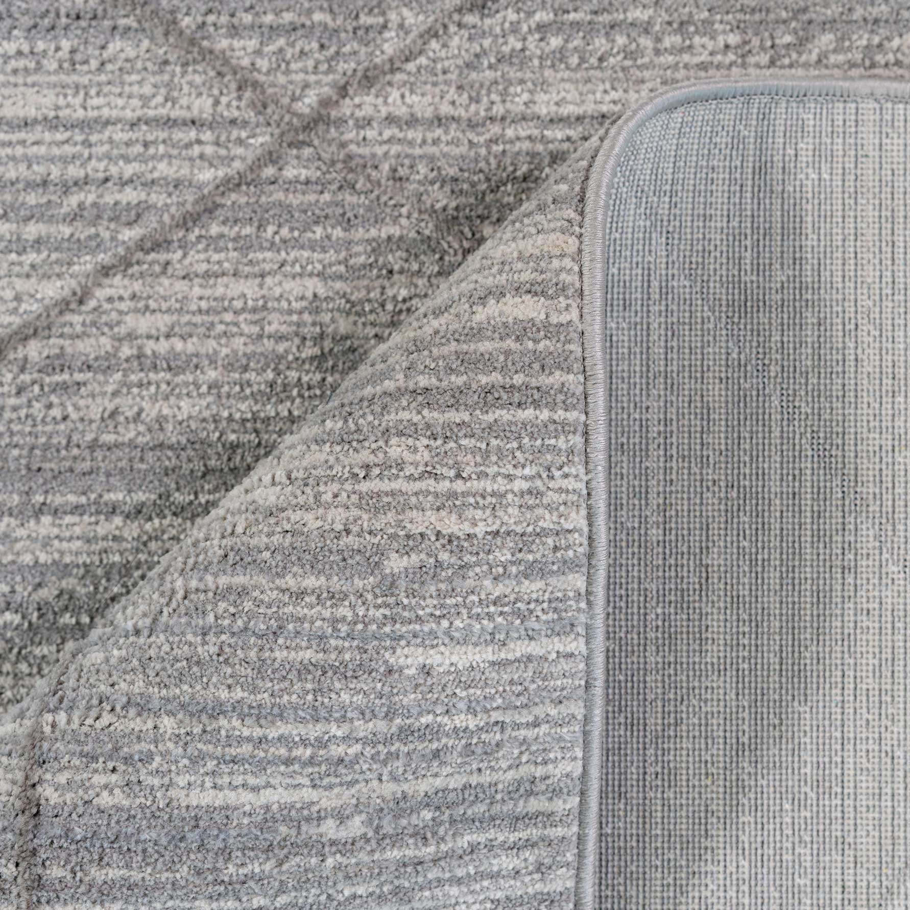 Luxury Textured Grey Geometric Rug