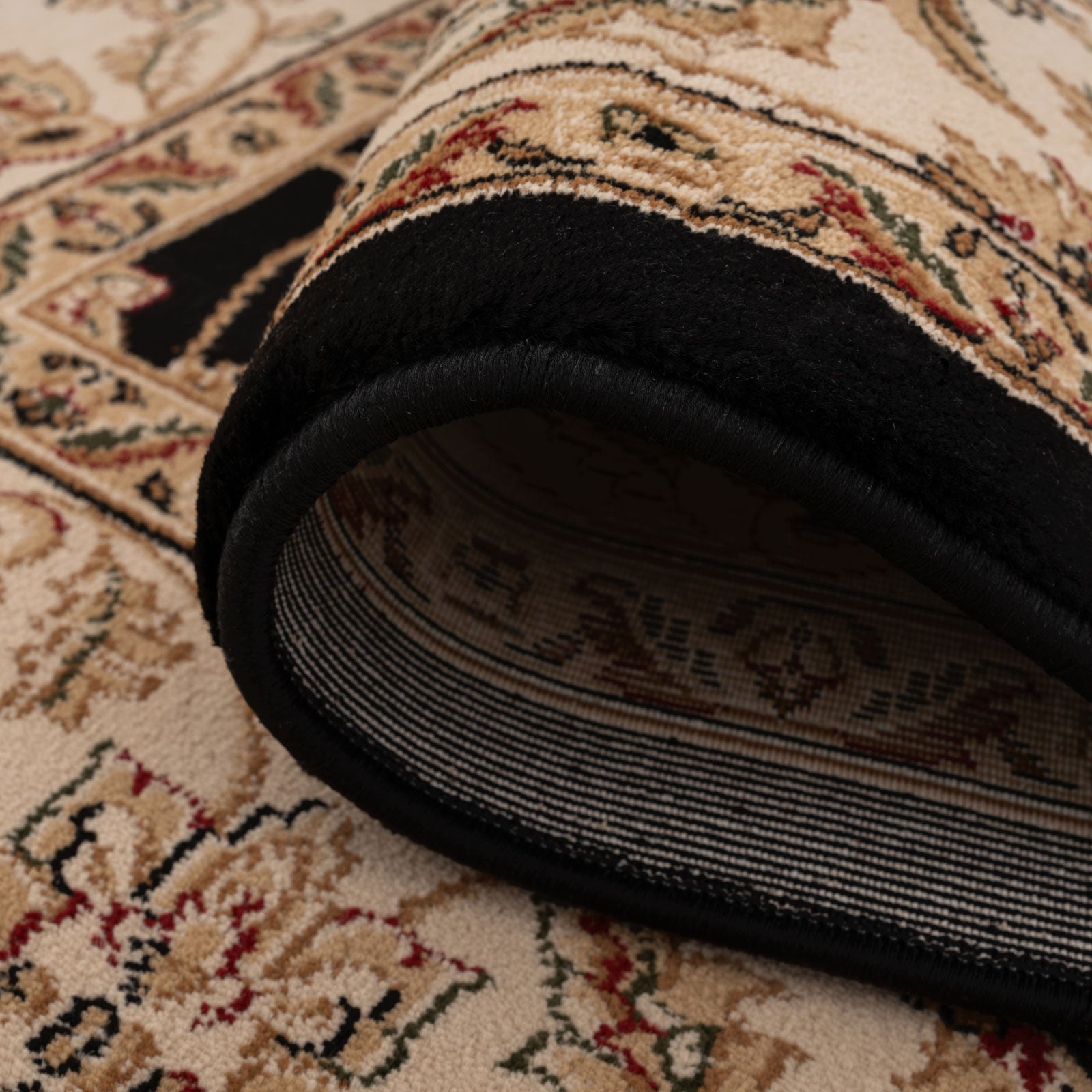 Traditional Black Floral Runner Rug - Malaki