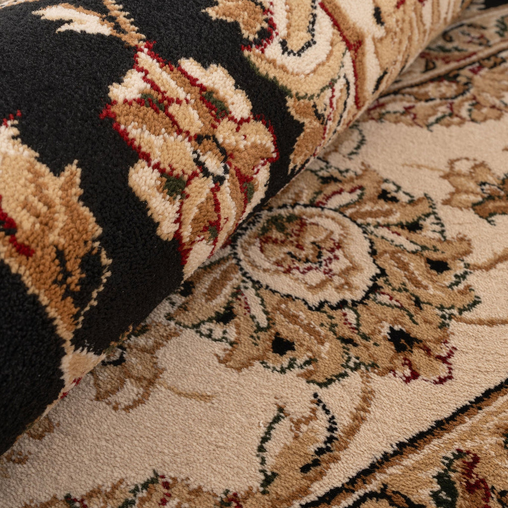 Traditional Black Floral Runner Rug - Malaki