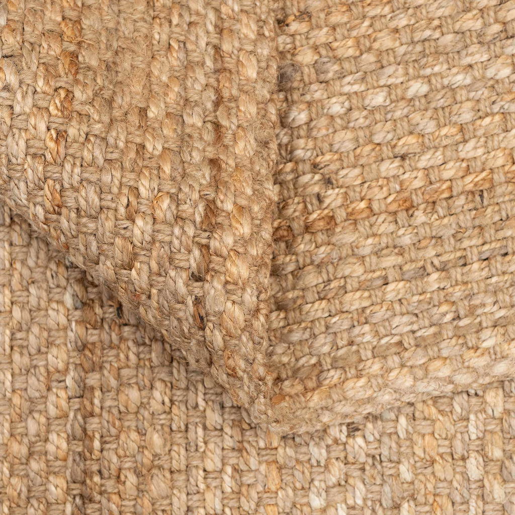 Natural Rustic Brown Bound Jute Hallway Runner  Rug