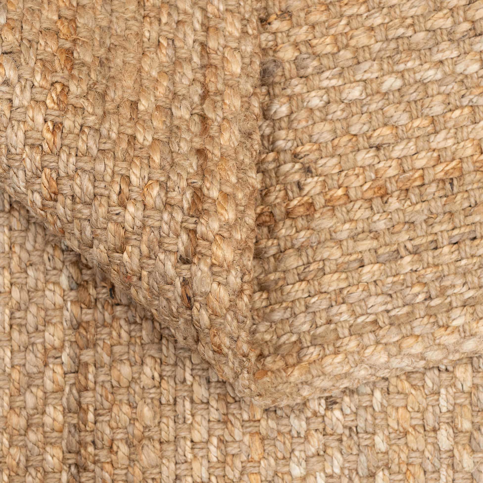Natural Rustic Brown Bound Jute Hallway Runner  Rug
