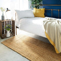 Natural Rustic Brown Bound Jute Hallway Runner  Rug