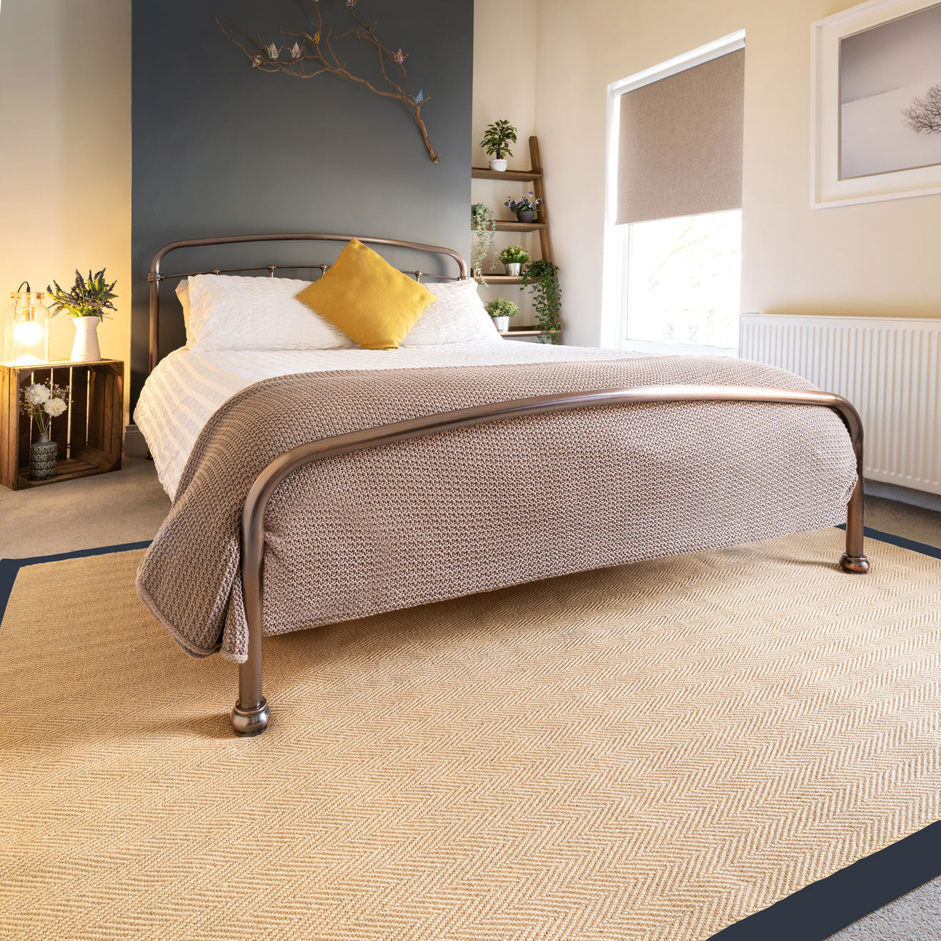 Navy Border Jute Rug - Juliette Navy