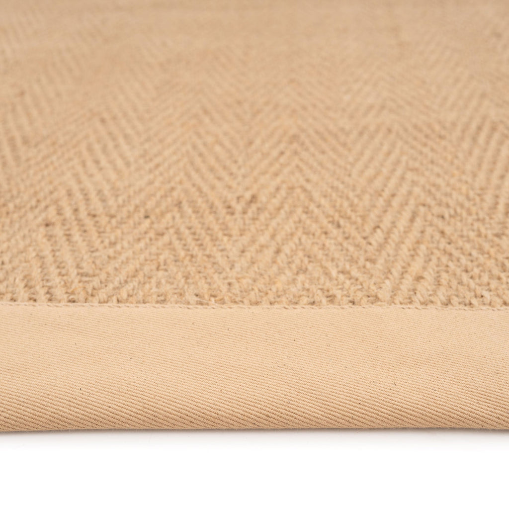 Beige Cotton Border Natural Jute Area Rug