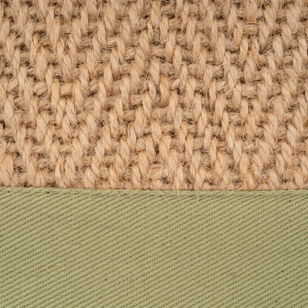 Green Cotton Border Natural Jute Hallway Runner Rug
