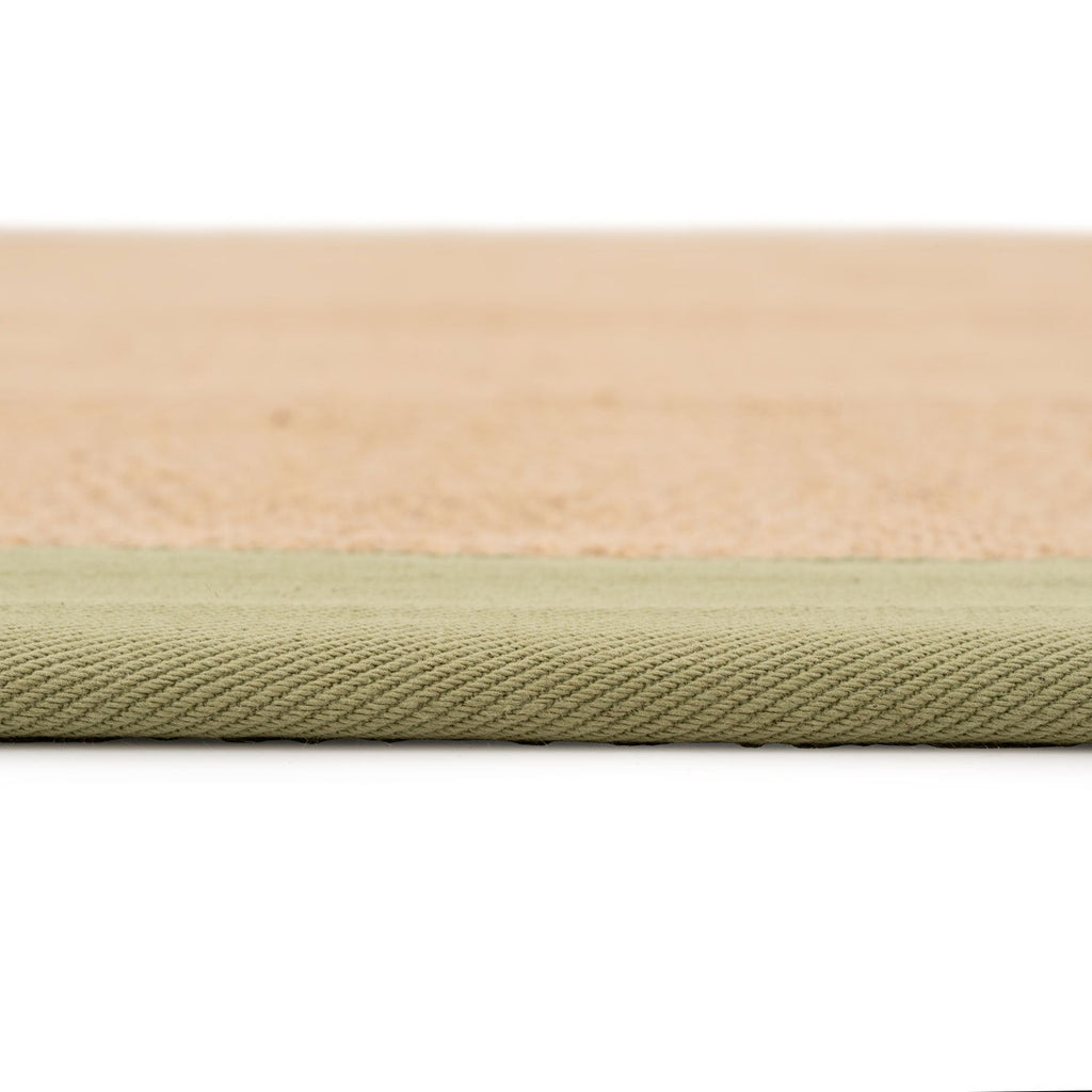 Green Cotton Border Natural Jute Hallway Runner Rug