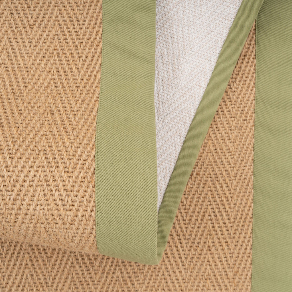 Green Cotton Border Natural Jute Area Rug