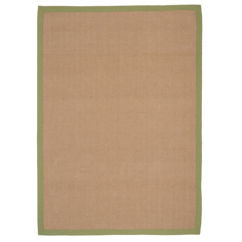 Green Cotton Border Natural Jute Area Rug