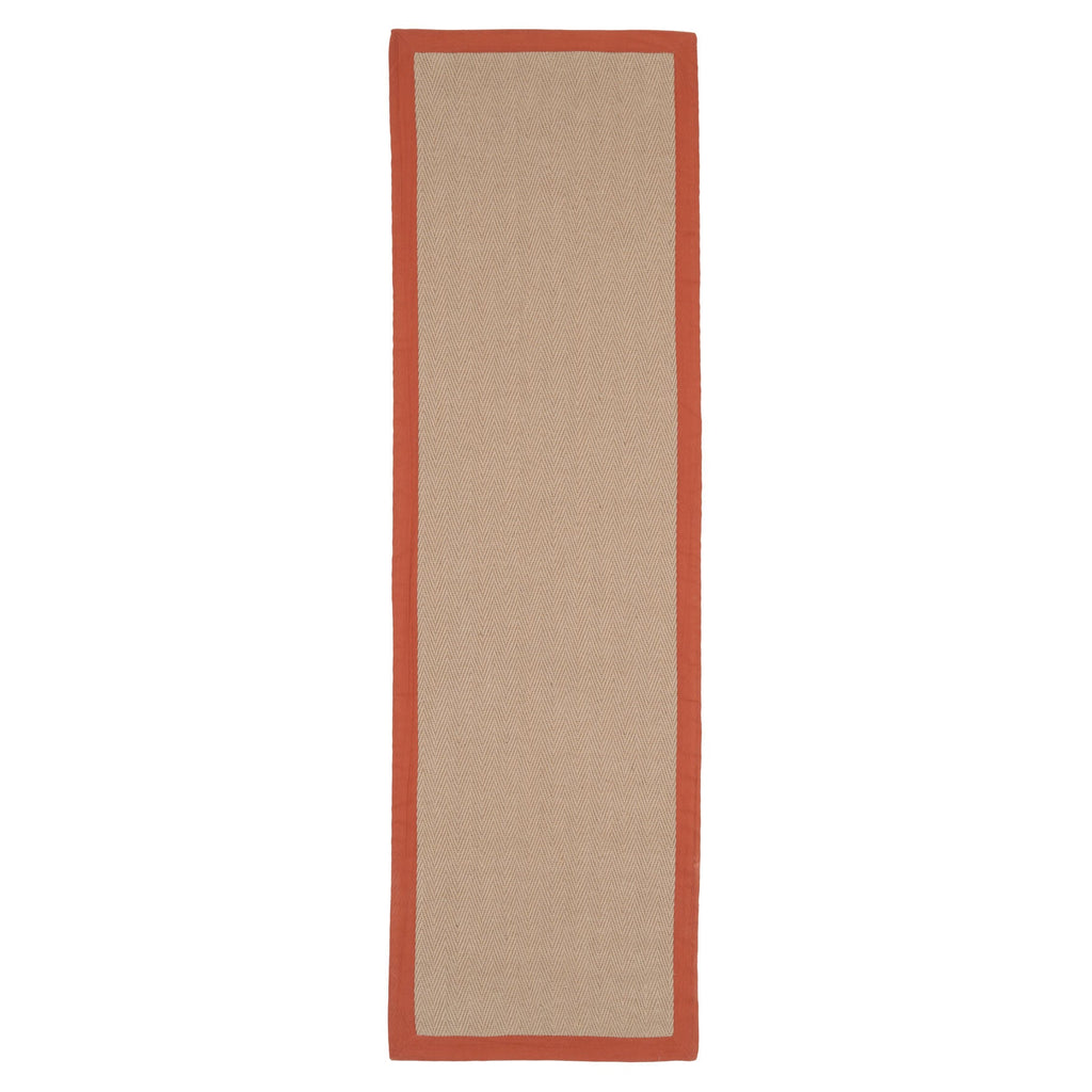 Terracotta Border Jute Runner Rug - Juliette Rust