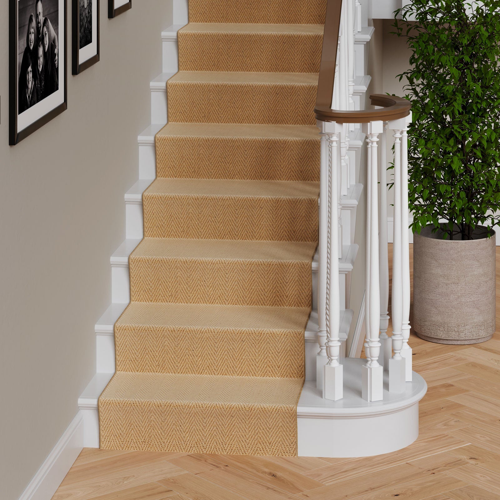 Light Jute Chevron Stair Carpet Runner