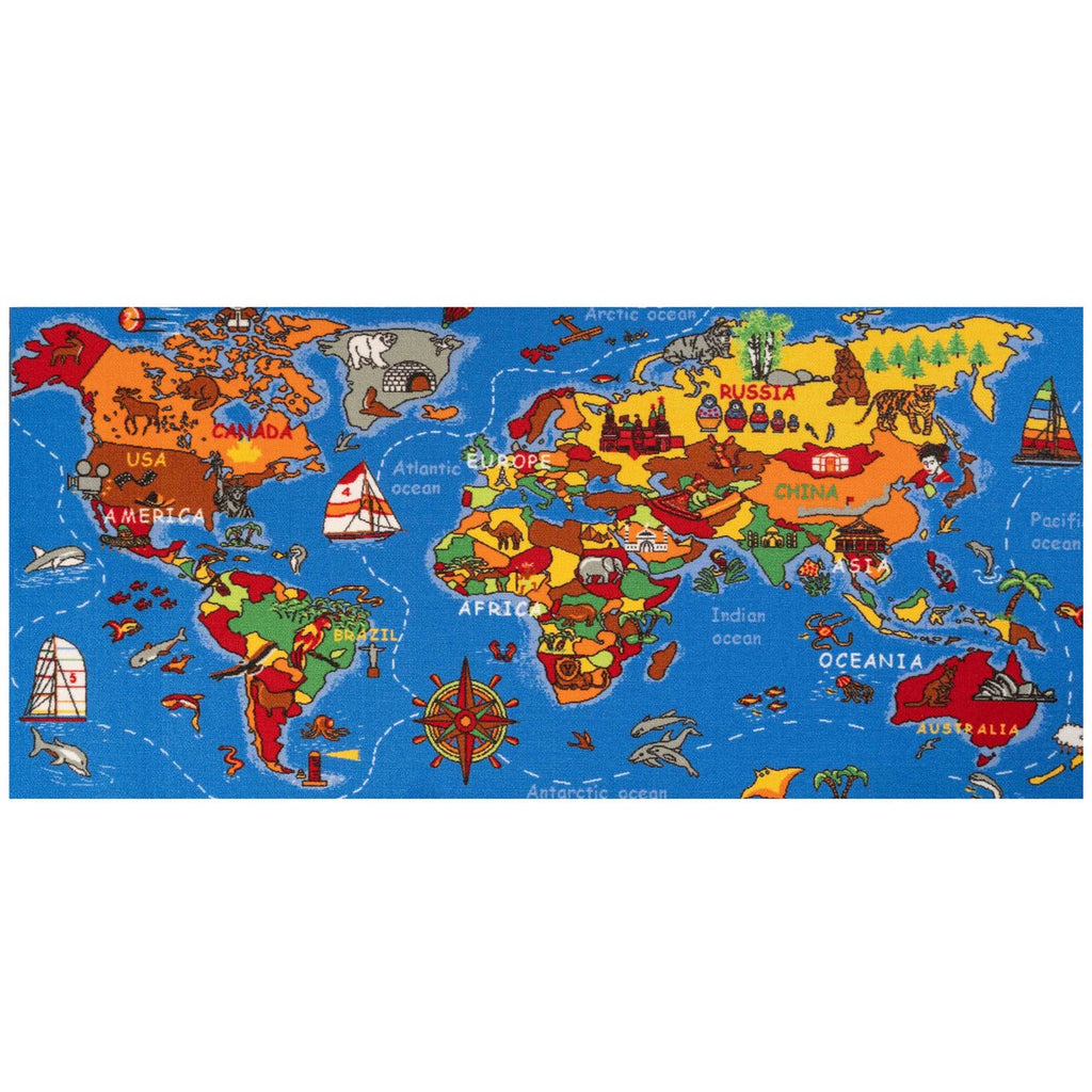 Kids Educational World Map Rug