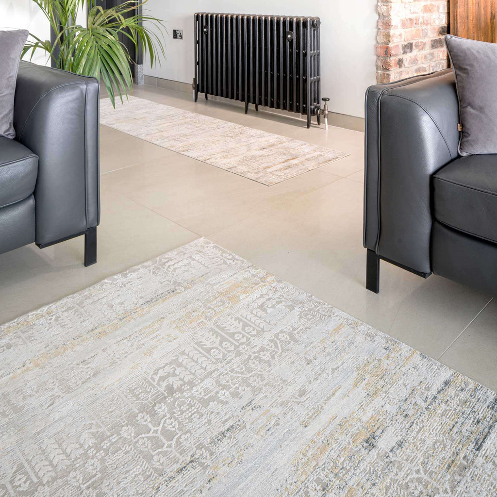 Distressed Mottled Grey Living Room Area Rug - Klos